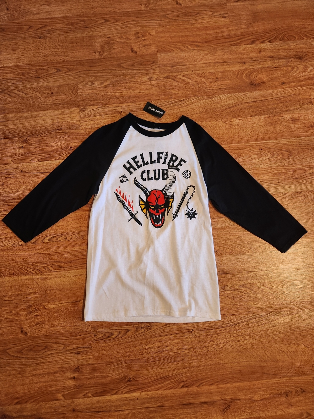 Hellfire Club Raglan Tee - Black & White, Stranger Things, Hot Topic